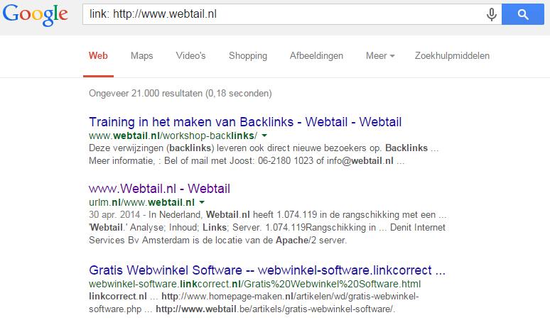 Backlinks aanmaken artikel Webtail